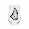 Grey and Black Sliced Agate Geode on Crystal Wineglass. Set of 4