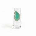 Light Green Sliced Agate Geode on Stemless Crystal Flute. Set of 4