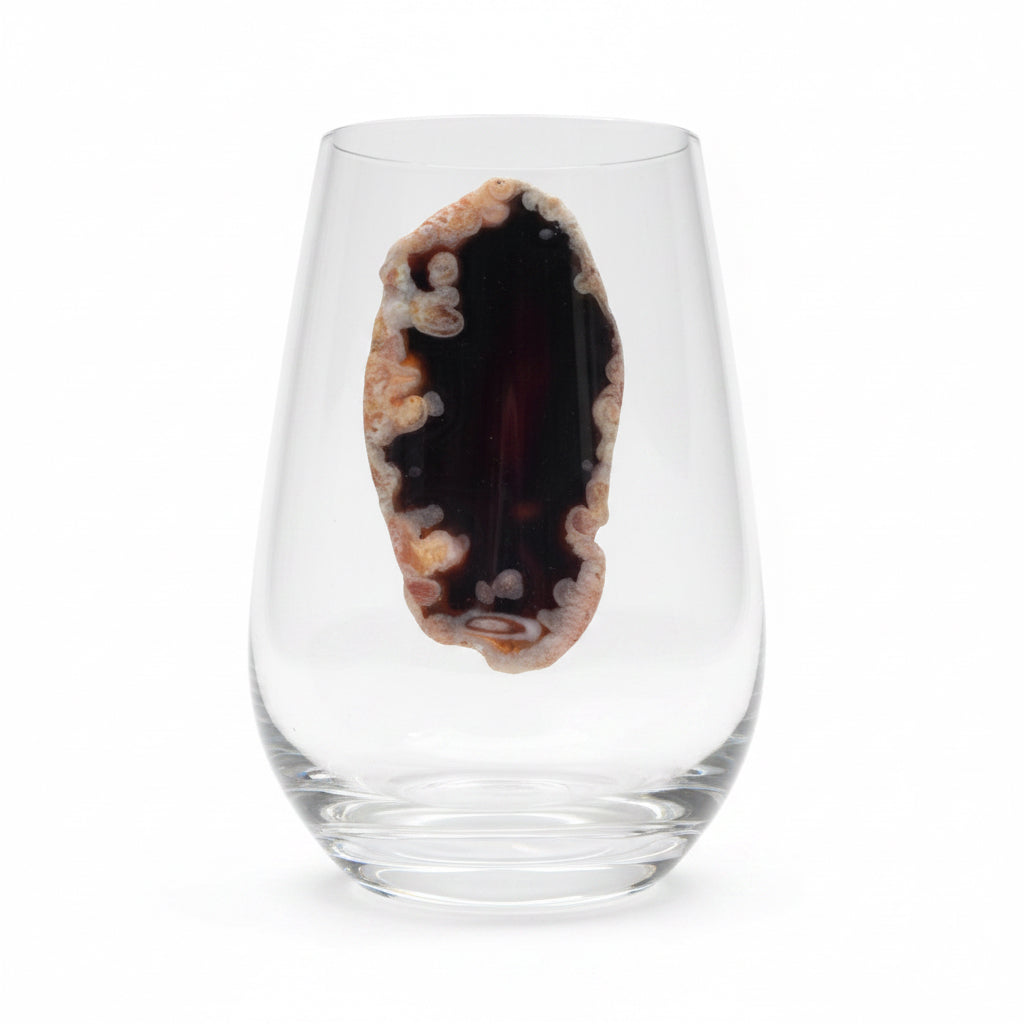 Natural Agate geodes stemless wineglasses. Set of 4