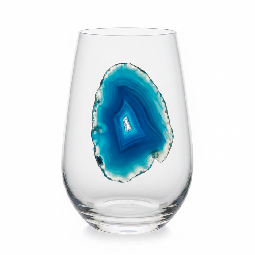 Blue Agate Sliced geodes on Crystal. Set of 4