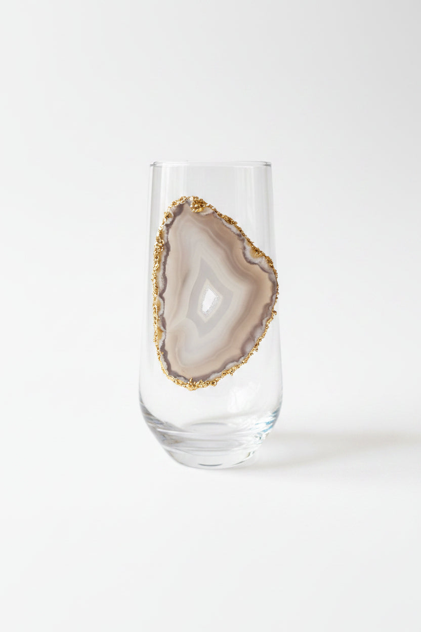 Light Grey Agate Sliced Geodes with Pyrite rim. Set of 4
