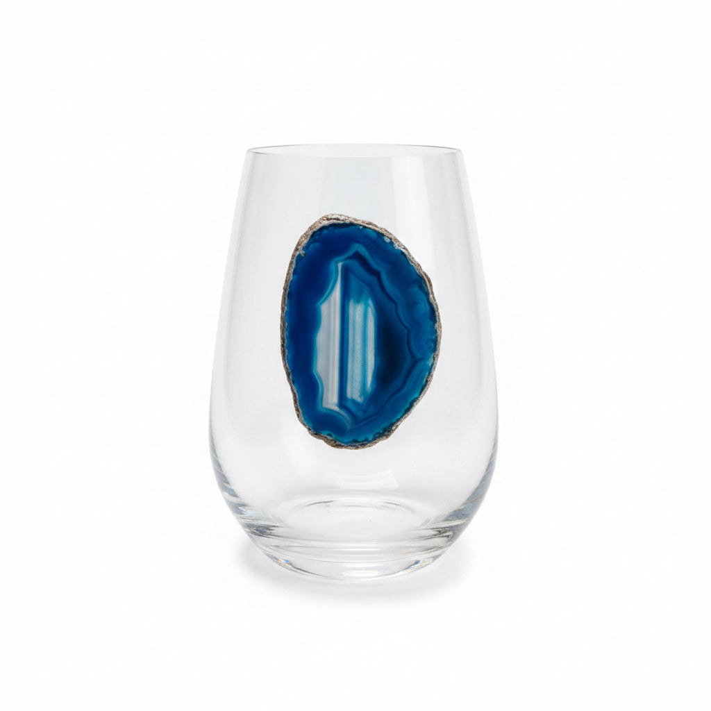 Blue Agate Sliced Geodes on Crystal. Set of 4