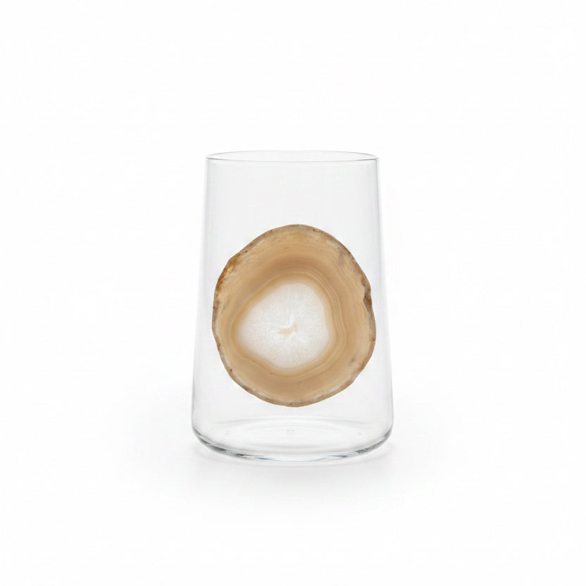 White Agate Sliced Geode Tumblers. Set of 4