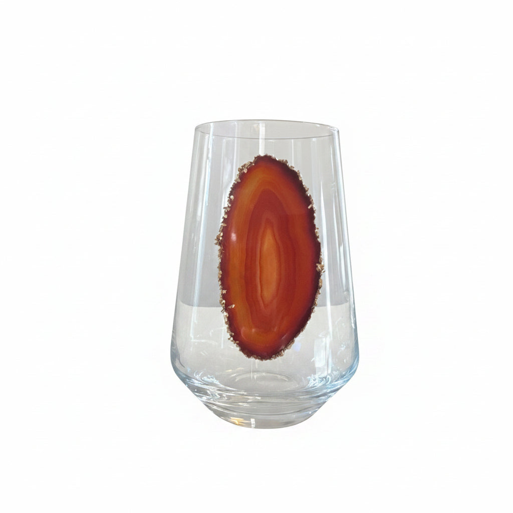 Amber Agate Stemless Wineglasses. Set of 4