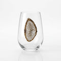 Natural Agate Geodes on Crystal Stemless Wineglass