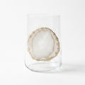 White Agate Sliced Geode Tumblers. Set of 4