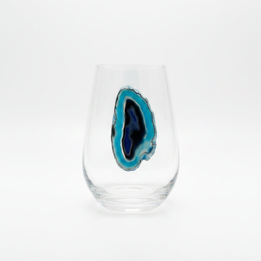 Blue Agate Sliced Geodes on Crystal. Set of 4