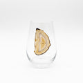 Amber, Grey and Black Agate Geodes on Crystal Wineglass. Set of 4
