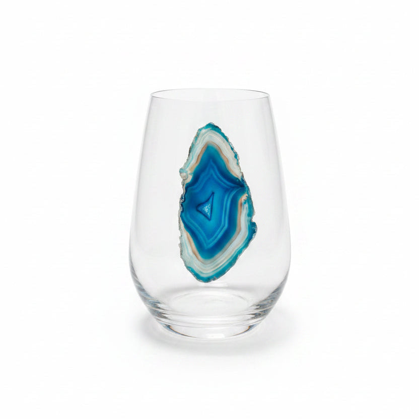 Blue Agate Sliced Geodes on Crystal. Set of 4