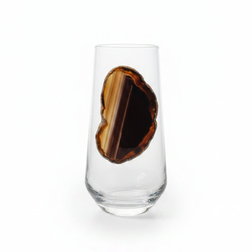 Brown Agate Sliced Geodes Tumblers. Set of 4