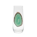 Light green sliced agate Geodes on Stemless Crystal Champagne flute. Set of four.