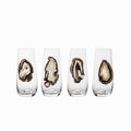 Natural (Black and Brown) Agate Geodes on stemless Crystal glasses. Set of 4