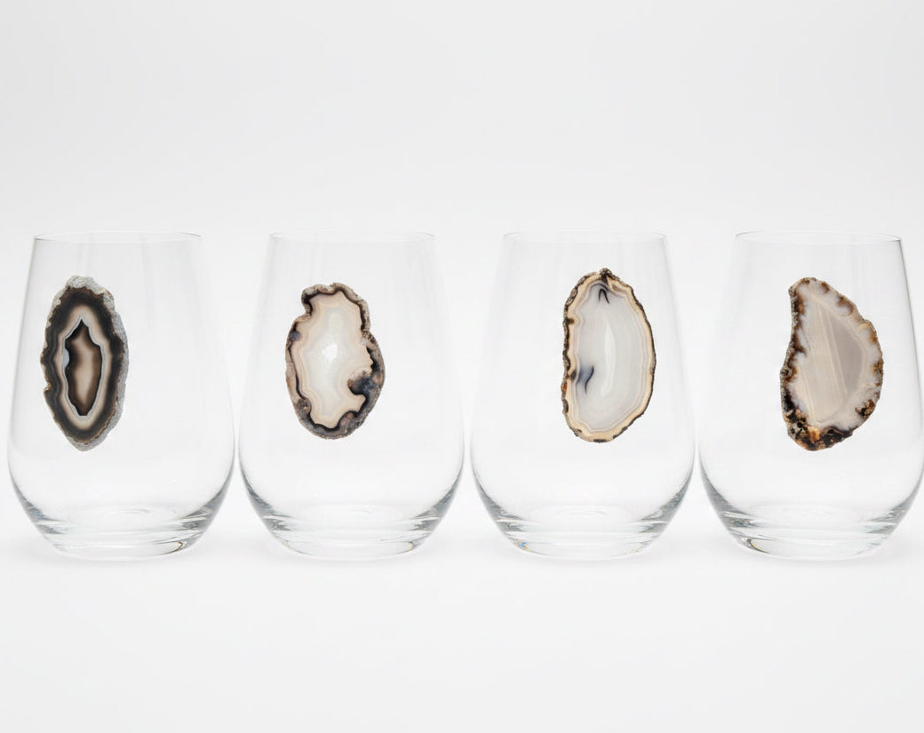 Grey Agate Sliced Geodes on Crystal