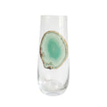 Light Green Sliced Agate Geode on Stemless Crystal Flute. Set of 4