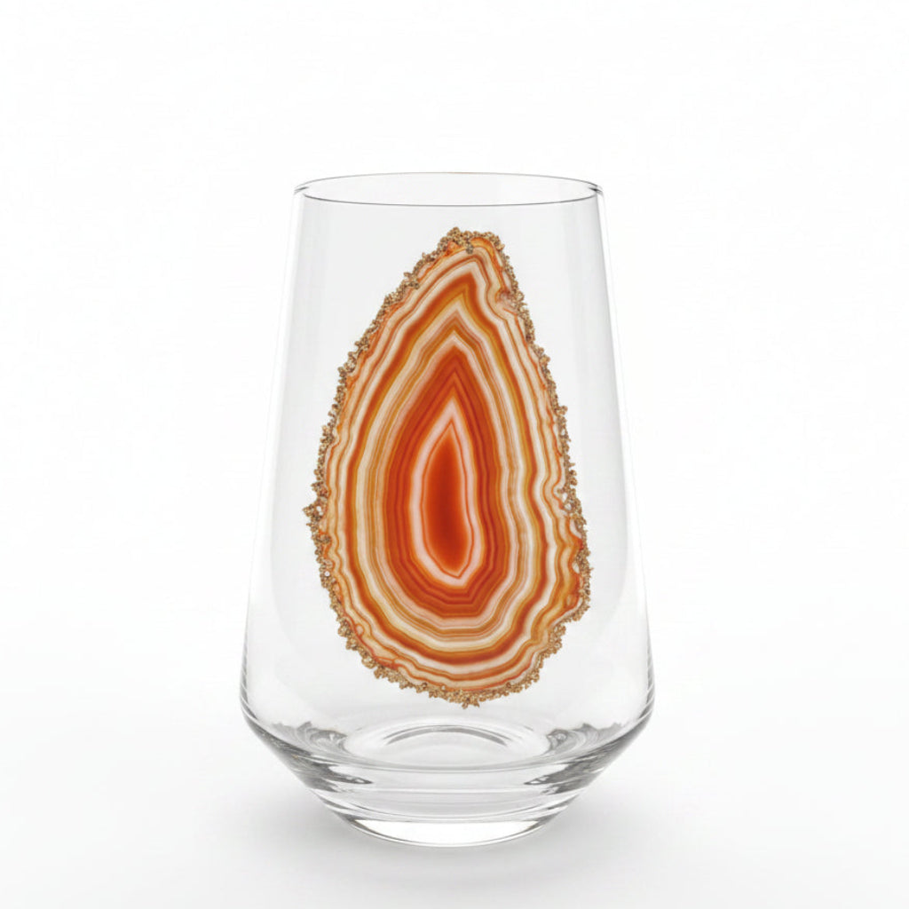 Amber Agate Stemless Wineglasses. Set of 4