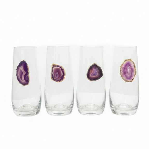 Purple Agate Crystal Champagne glasses. Set of 4