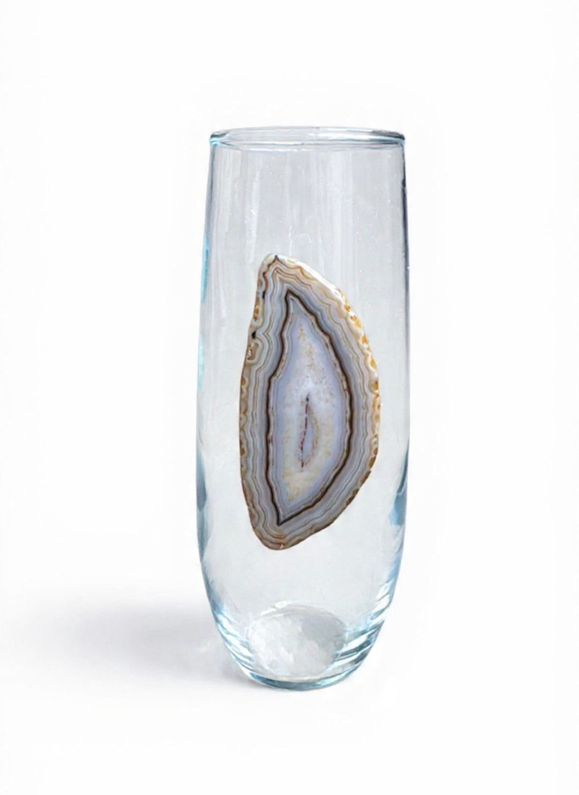 Grey agate geode stemless champagne glasses