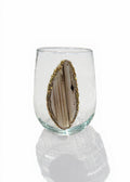 Natural Sliced Agate Geode Stemless Wineglass. Set of 4