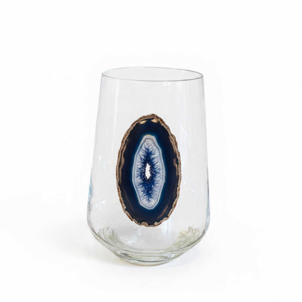 Natural Agate Geode Crystal Wineglass. Set of 4