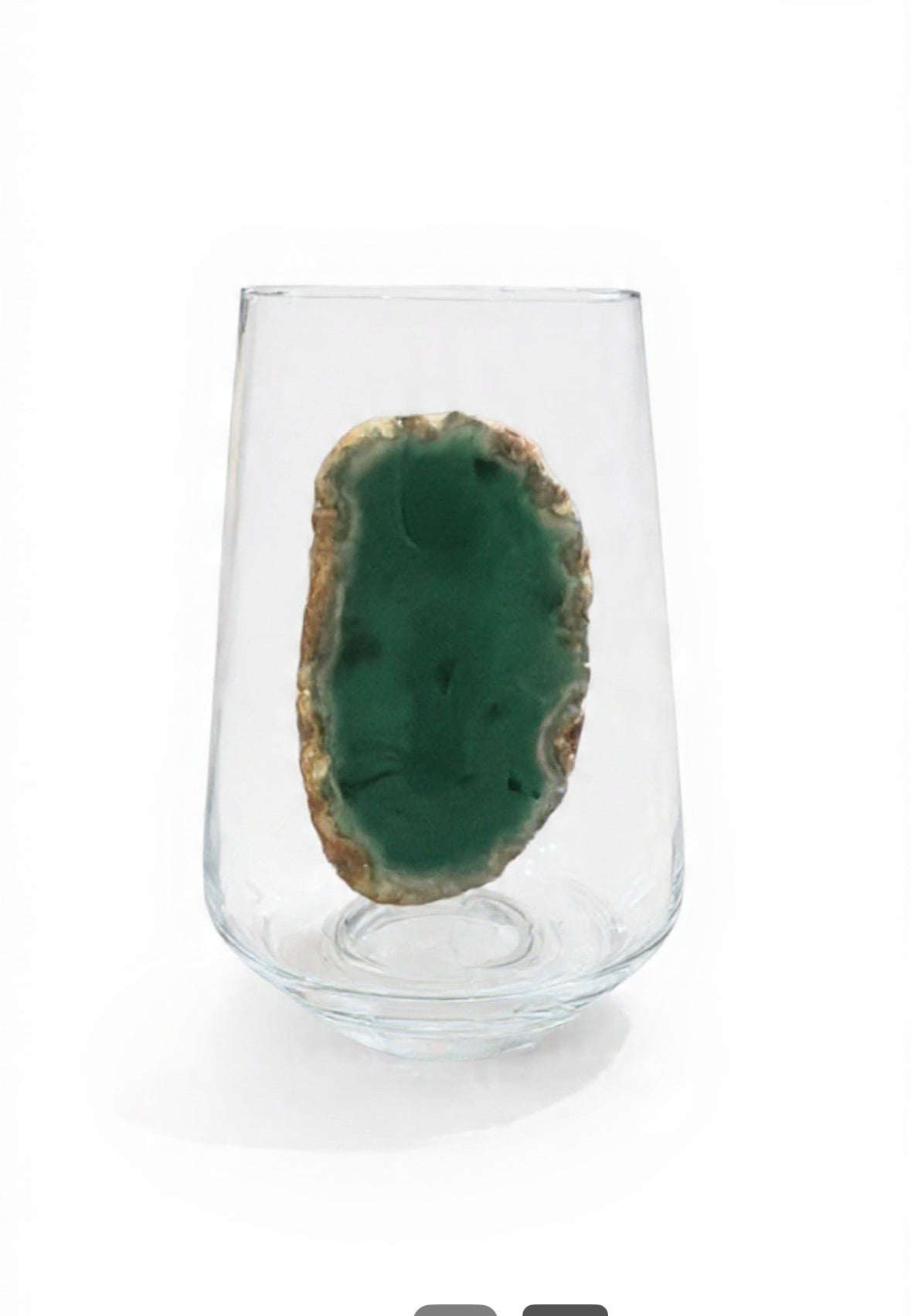 Green Agate Geode Crystal Wineglasses