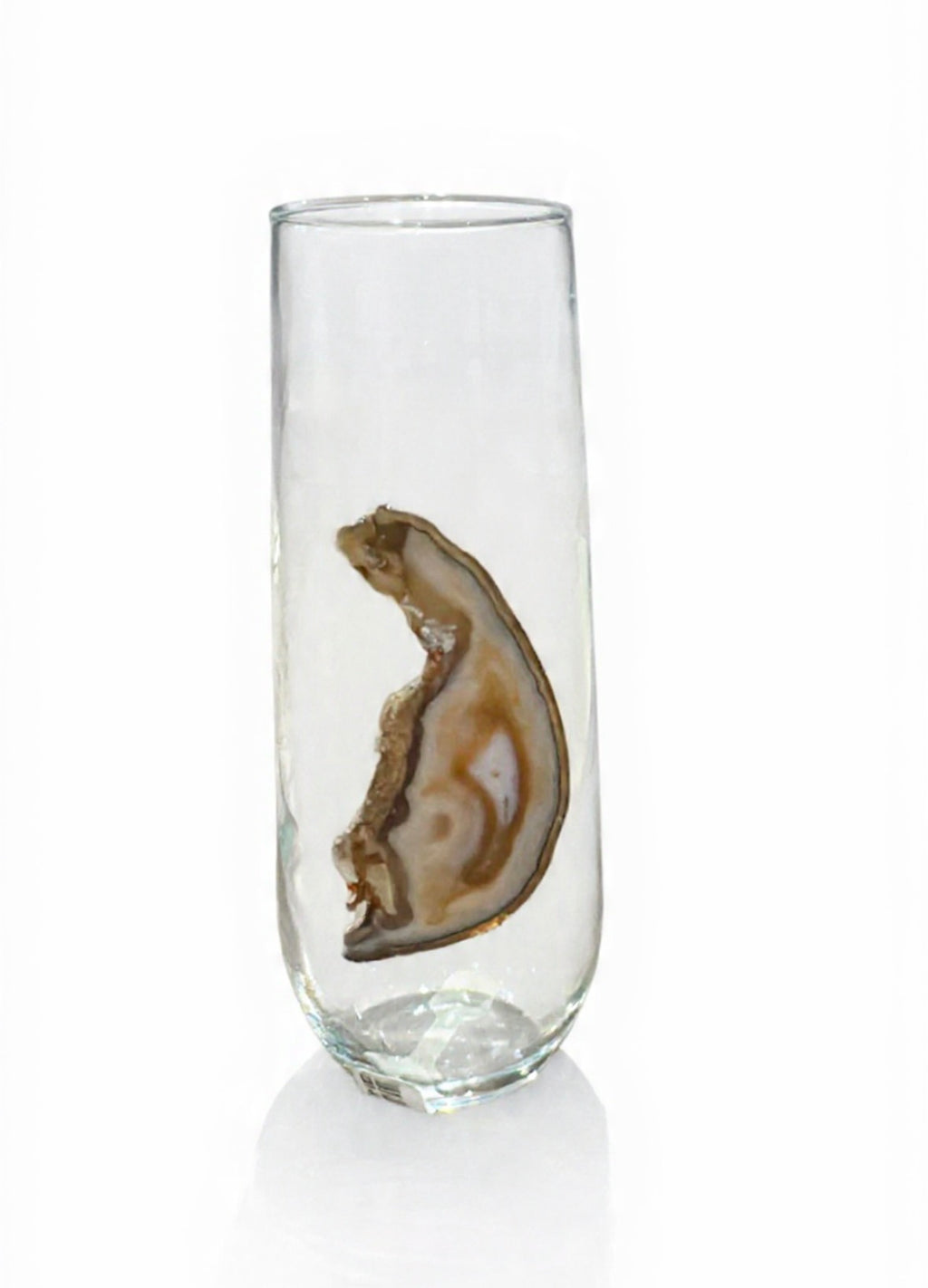 Natural Sliced Agate Geode Stemless Crystal Champagne Glasses. Set of 4