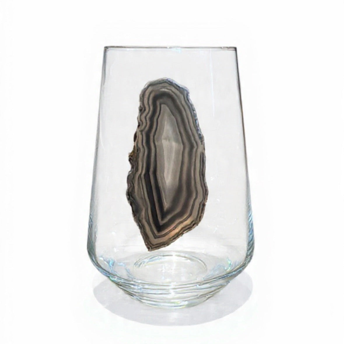 Grey Agate Sliced Geodes Crystal Wineglasses. Set of 4.