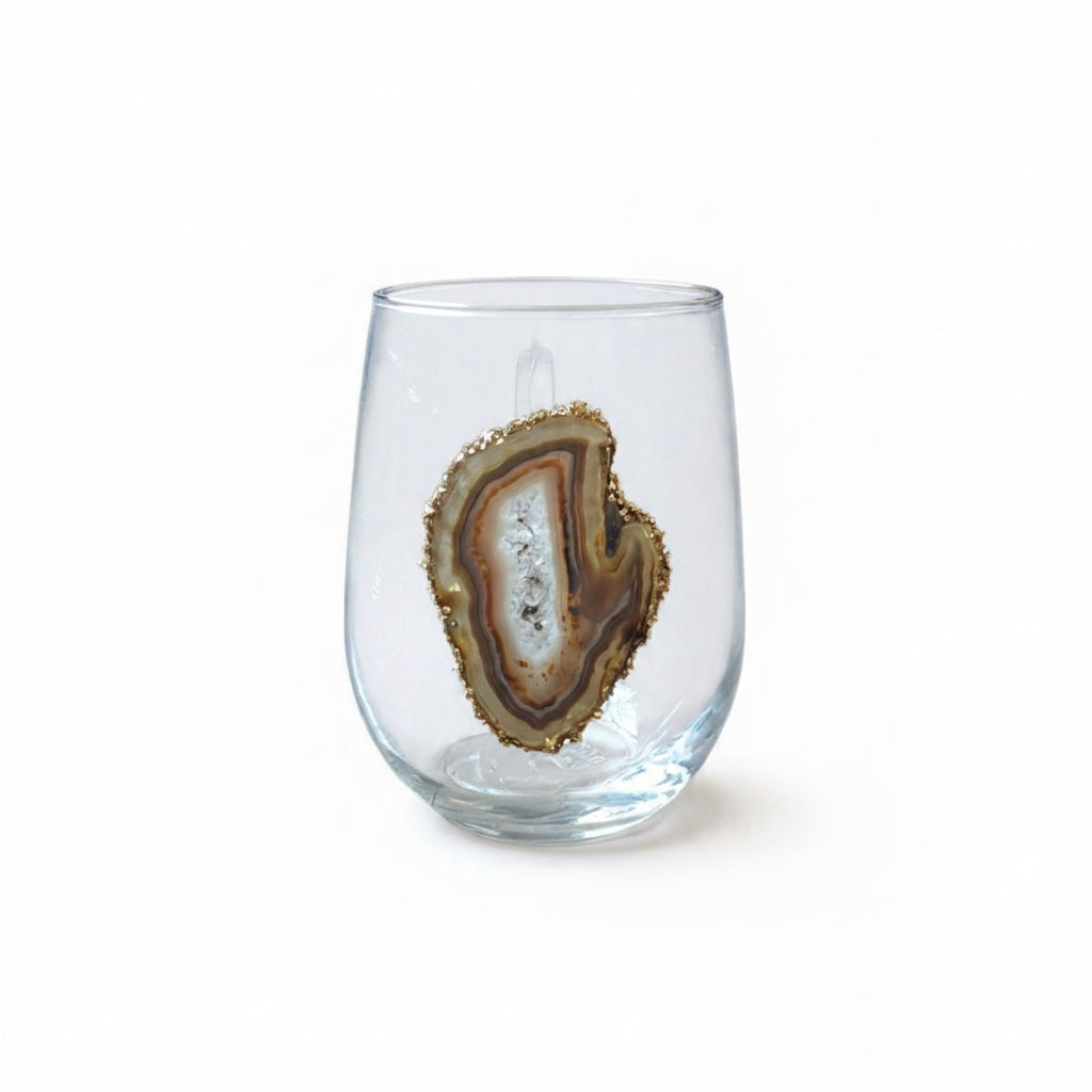 Natural agate stemless wineglasses. Set of 4