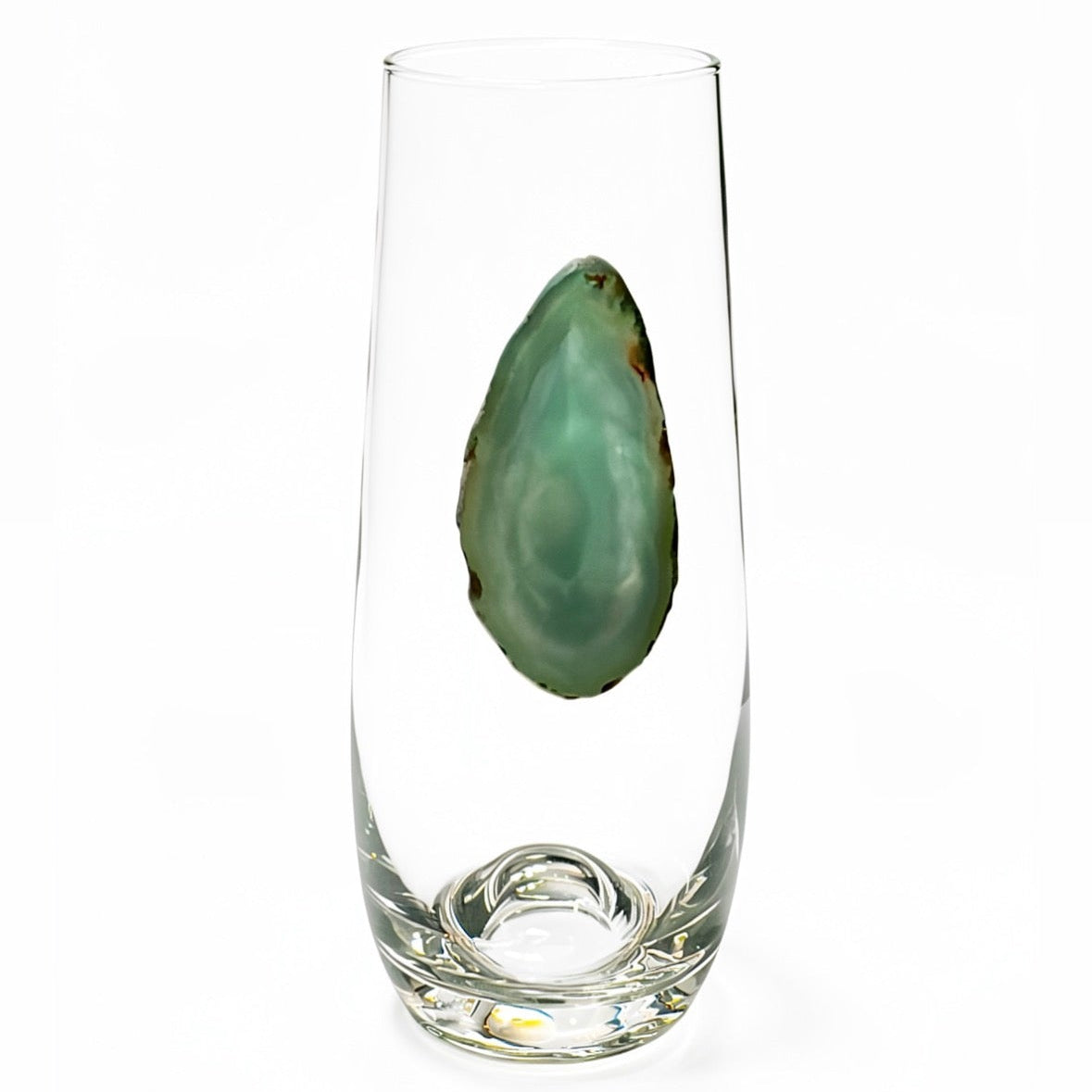 Green Agate Geode Stemless Champagne .