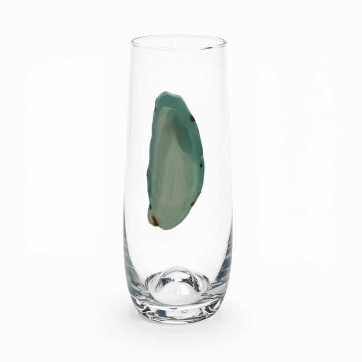 Green Agate Geode Stemless Champagne .