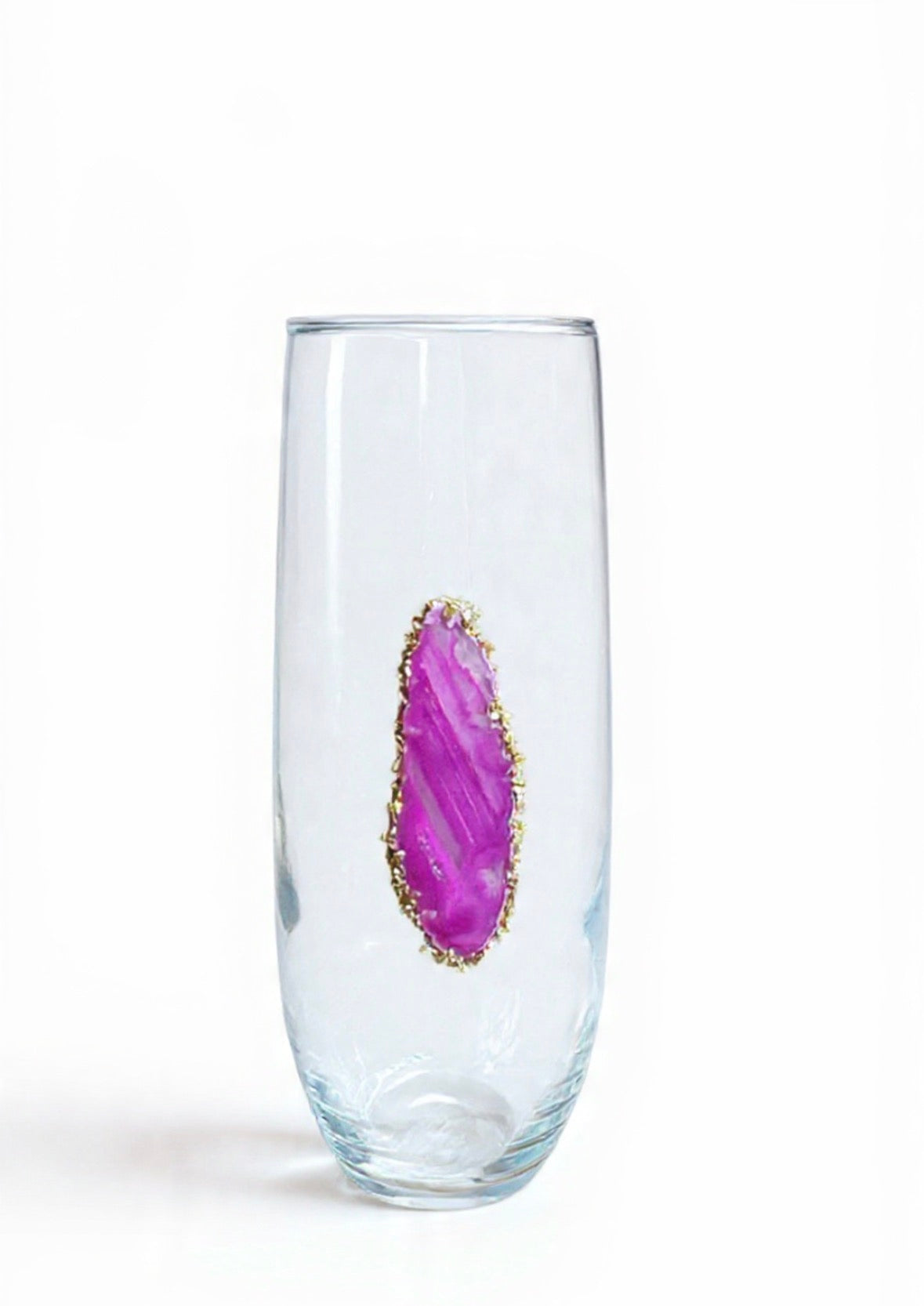 Pink agate stemless champagne glasses. Set of 4