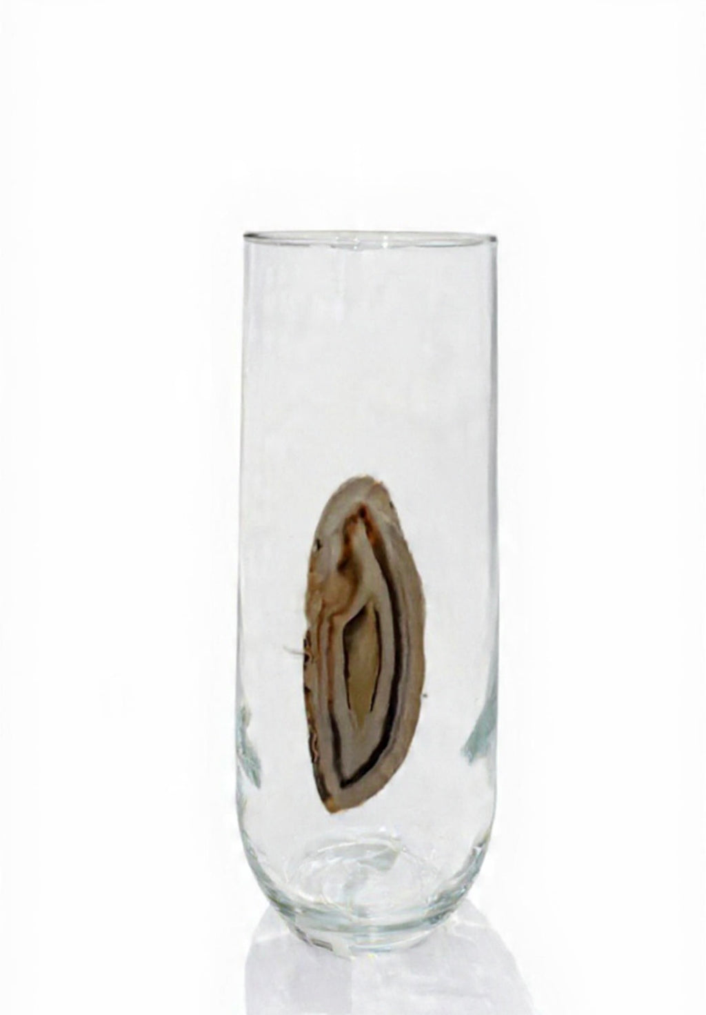 Natural Sliced Agate Geode Stemless Crystal Champagne Glasses. Set of 4