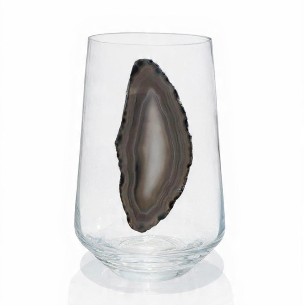 Grey Agate Sliced Geodes Crystal Wineglasses. Set of 4.