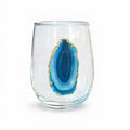 Blue agate geode stemless wineglasses. Set of 4