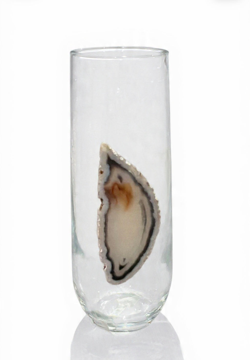 Natural Sliced Agate Geode Stemless Crystal Champagne Glasses. Set of 4