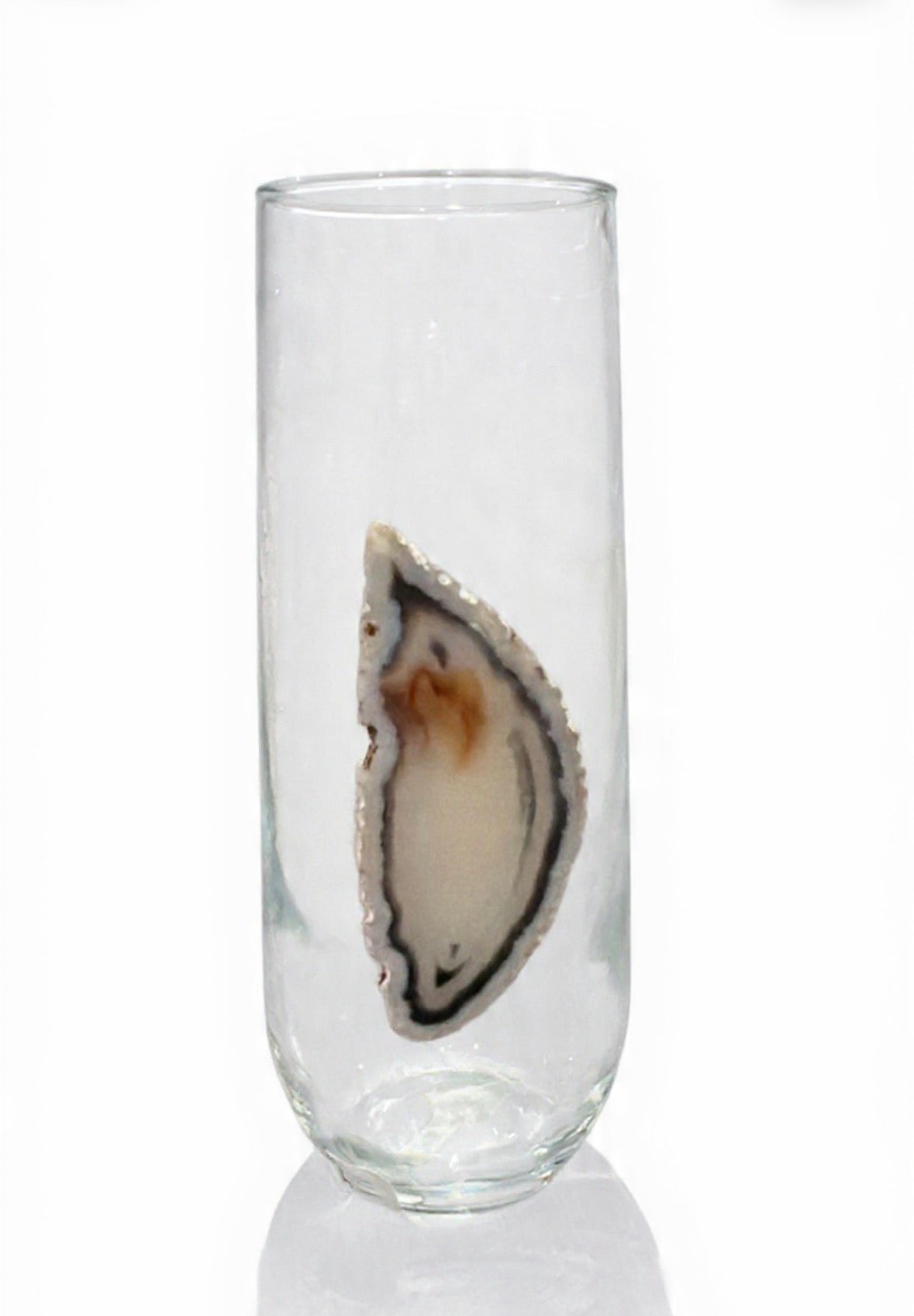 Natural Sliced Agate Geode Stemless Crystal Champagne Glasses. Set of 4