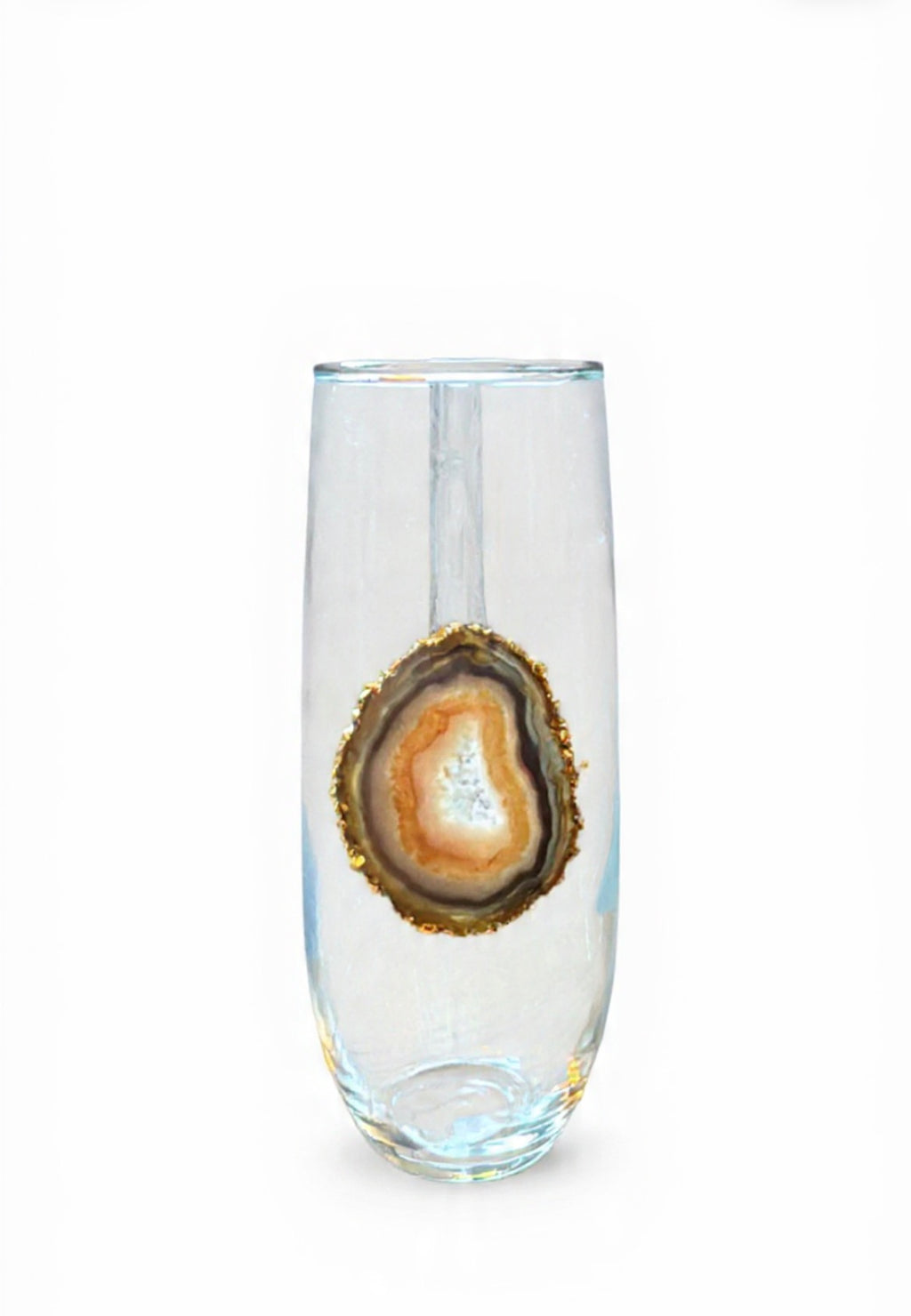 Natural agate geode stemless champagne glasses. Set of 4