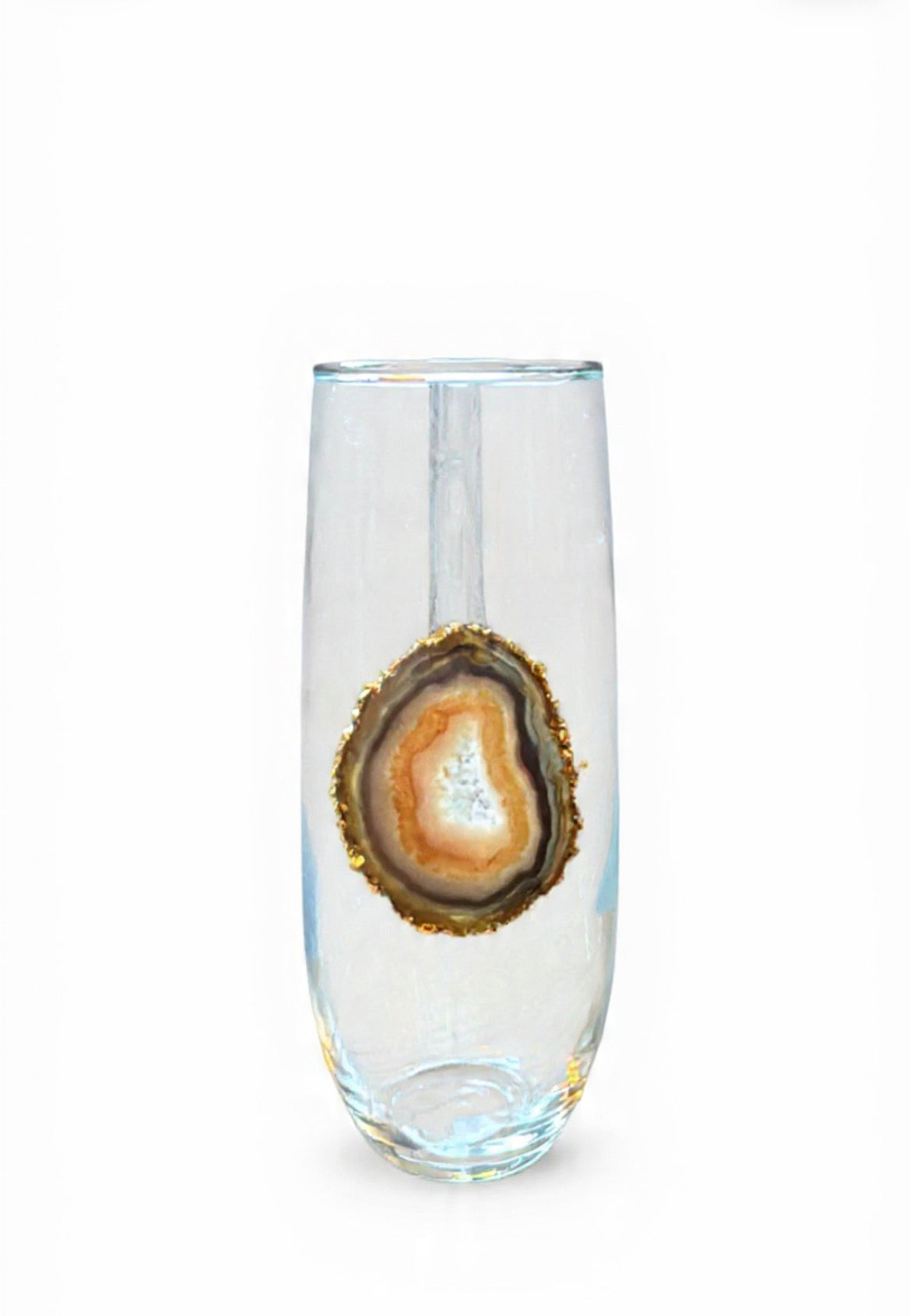 Natural agate geode stemless champagne glasses. Set of 4
