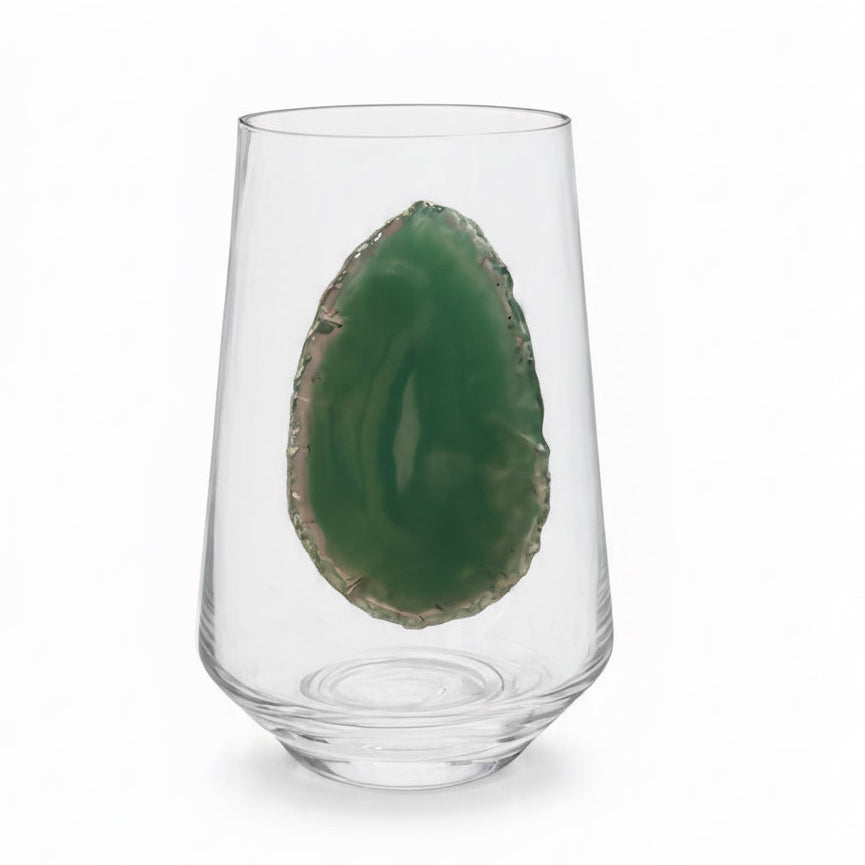 Green Agate Geode Crystal Wineglasses