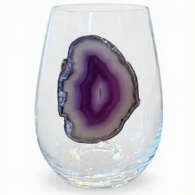 Purple Agate Geode Crystal Wineglasses. Set of 4