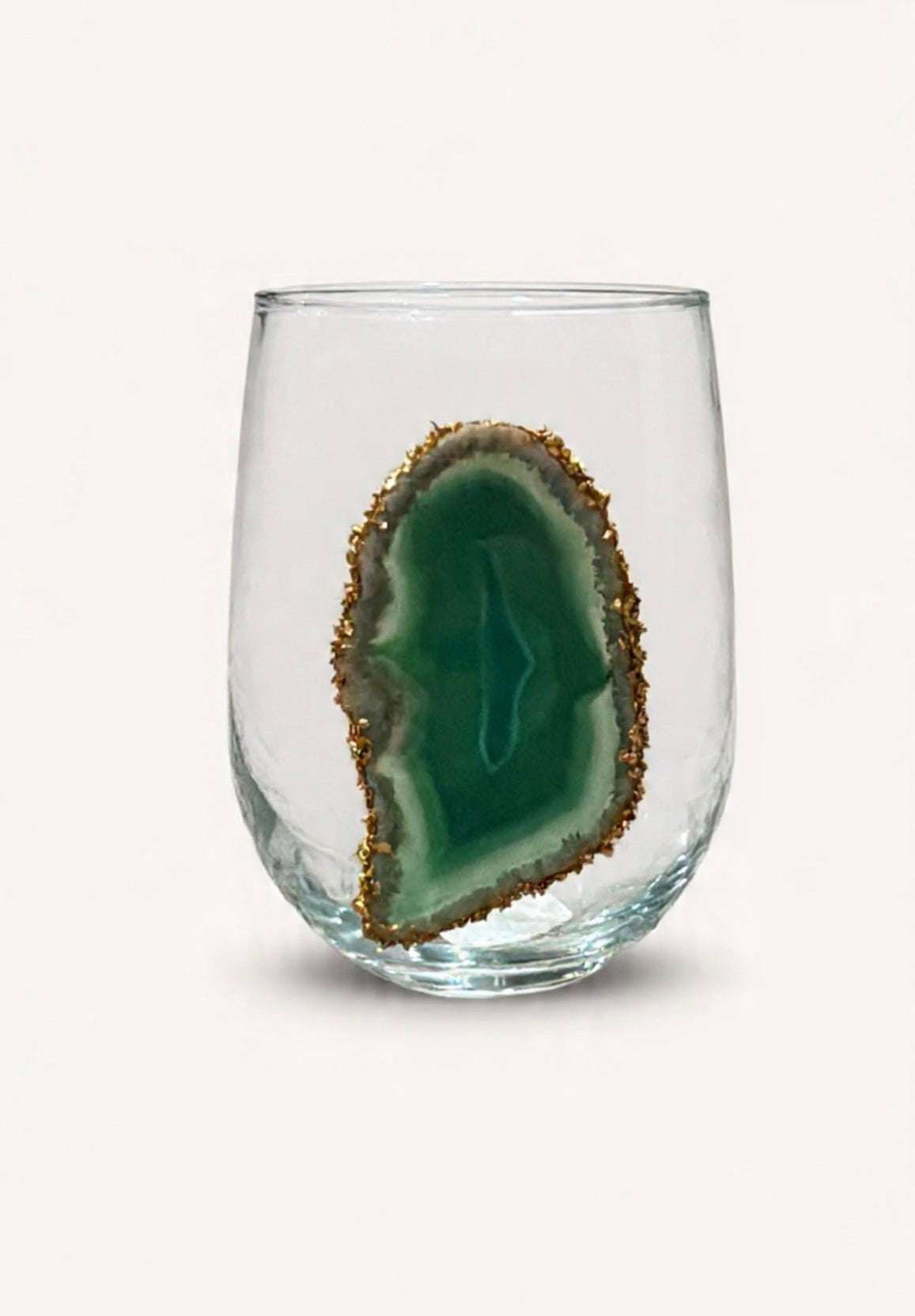 Green agate stemless wineglasses. Set of 4