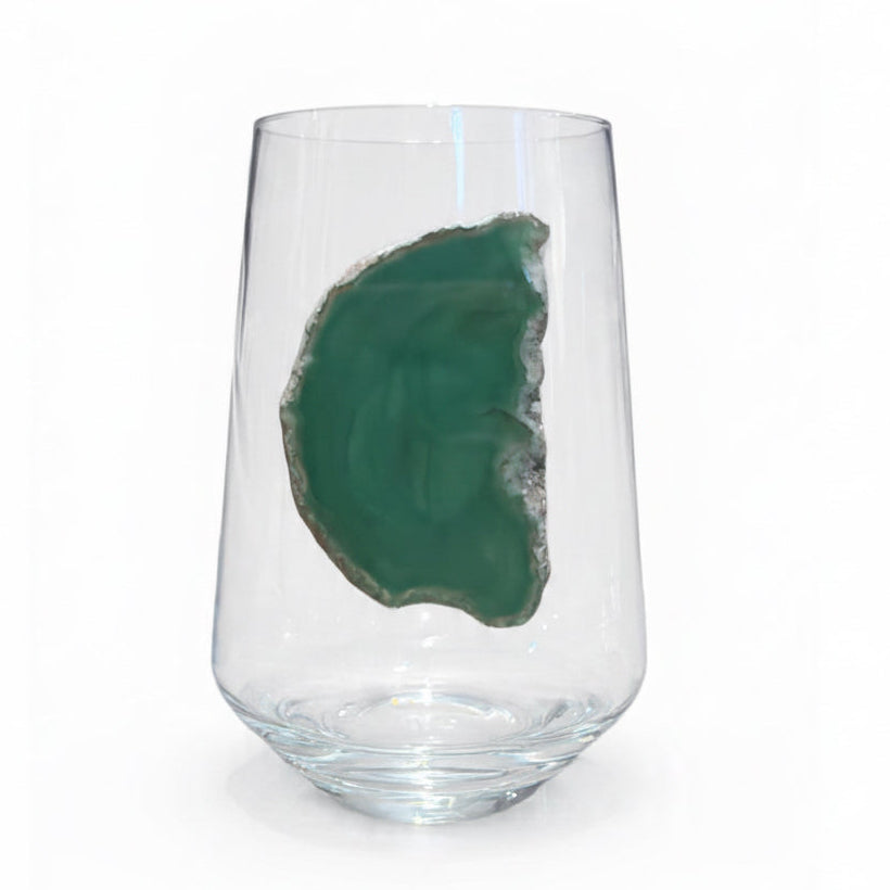 Green Agate Geode Crystal Wineglasses