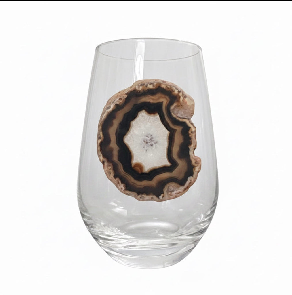 Natural Agate geodes stemless wineglasses. Set of 4