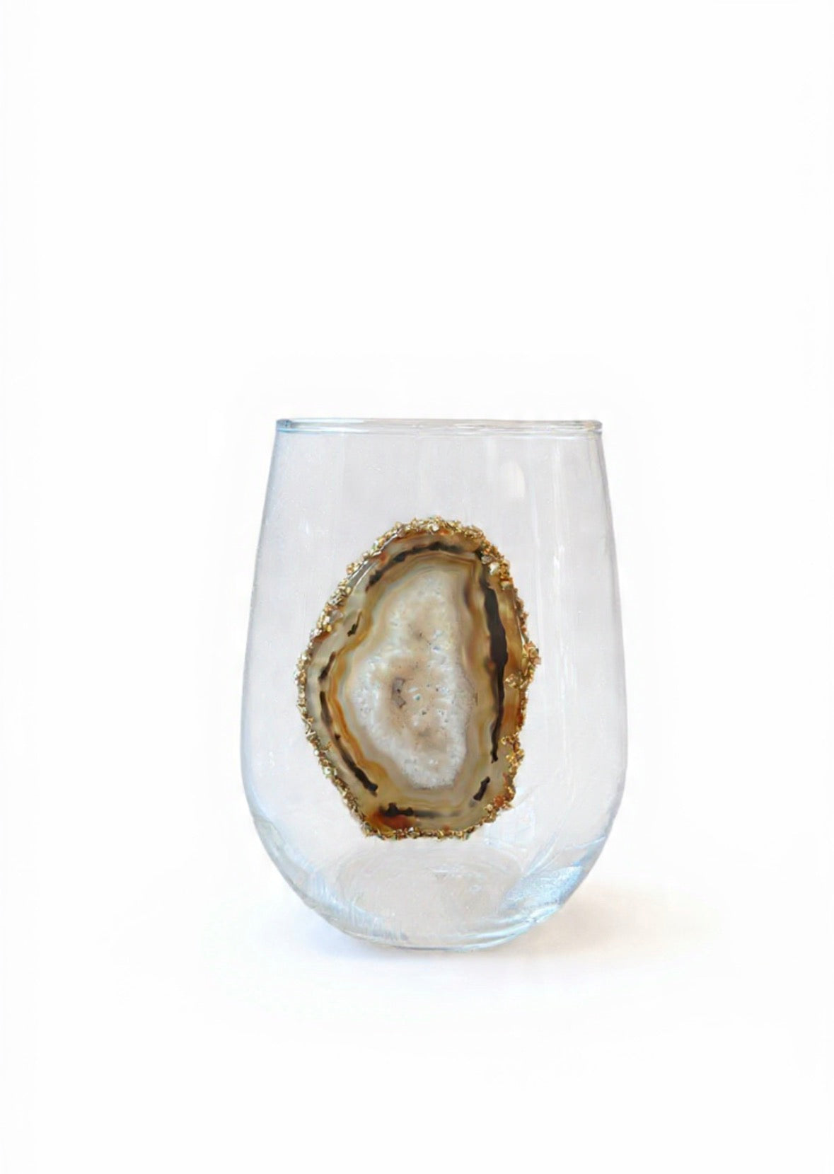 Natural agate stemless wineglasses. Set of 4