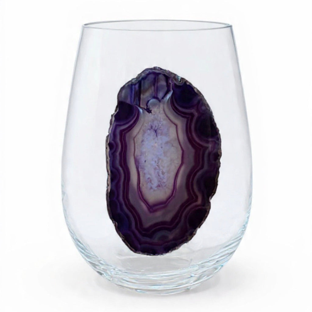 Purple Agate Geode Crystal Wineglasses. Set of 4