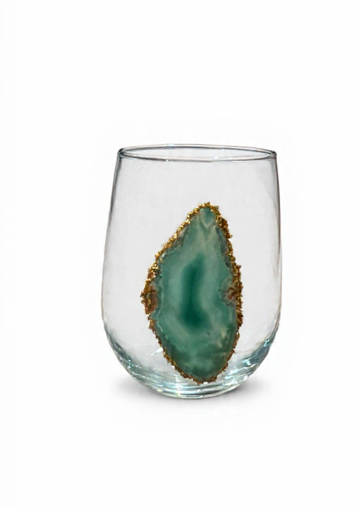 Green agate stemless wineglasses. Set of 4