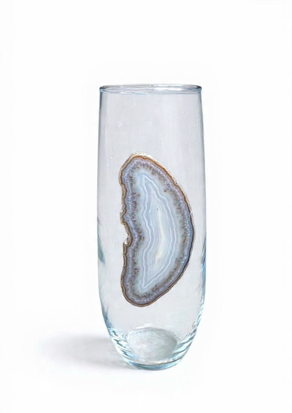 Grey agate geode stemless champagne glasses