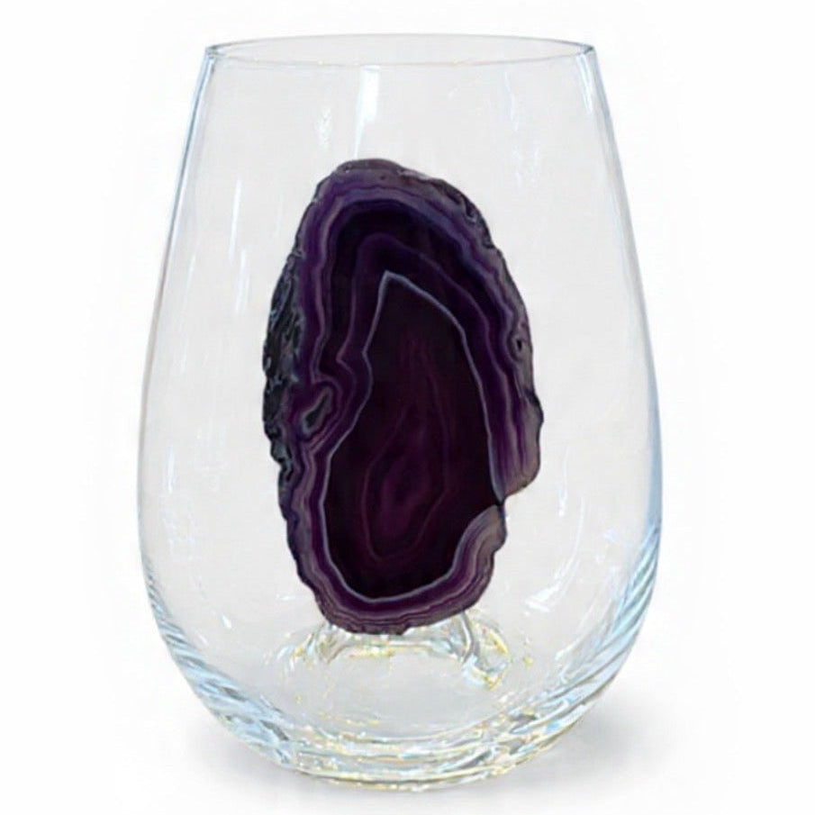 Purple Agate Geode Crystal Wineglasses. Set of 4