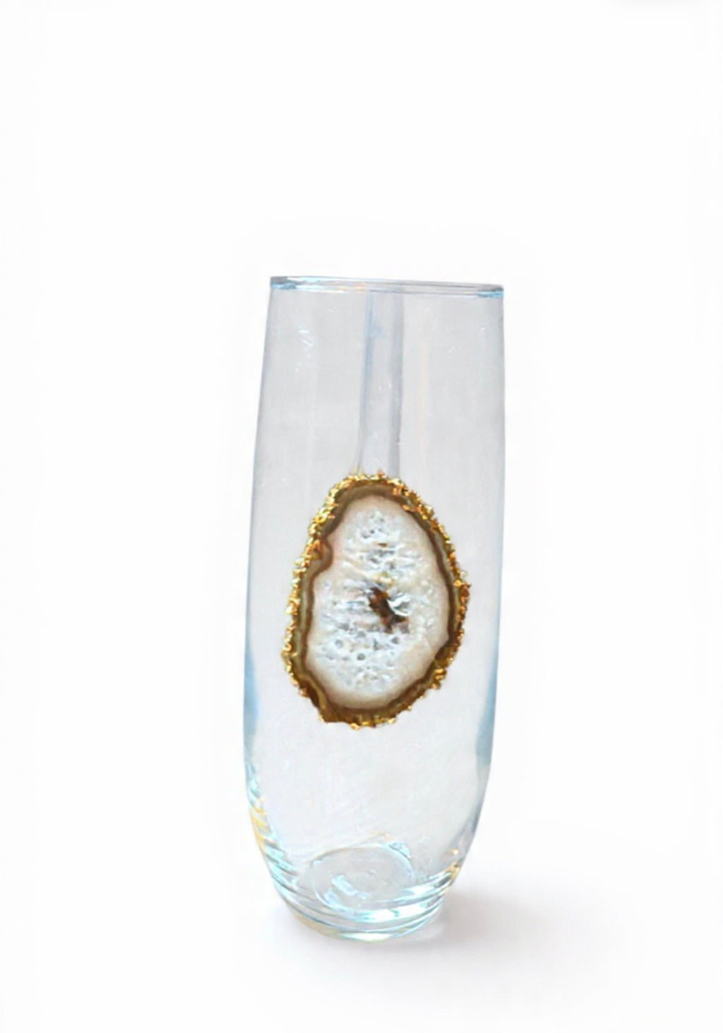 Natural agate geode stemless champagne glasses. Set of 4