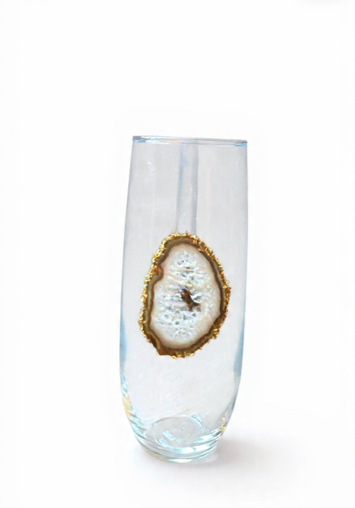 Natural agate geode stemless champagne glasses. Set of 4