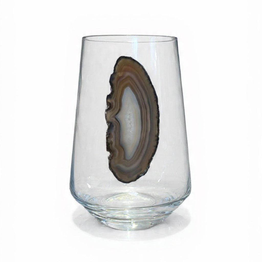 Grey Agate Sliced Geodes Crystal Wineglasses. Set of 4.